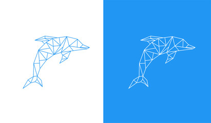 dolphin logo graphic vector illustration with Polygon and lineart geometric design style © Ardi
