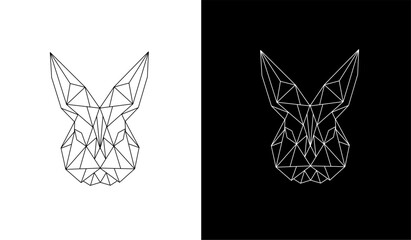 rabbit head logo design graphic vector illustration with geometric Polygon lineart style