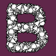 Latin letters with digital arrows and hands.