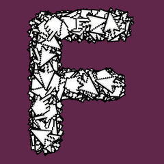 Latin letters with digital arrows and hands.