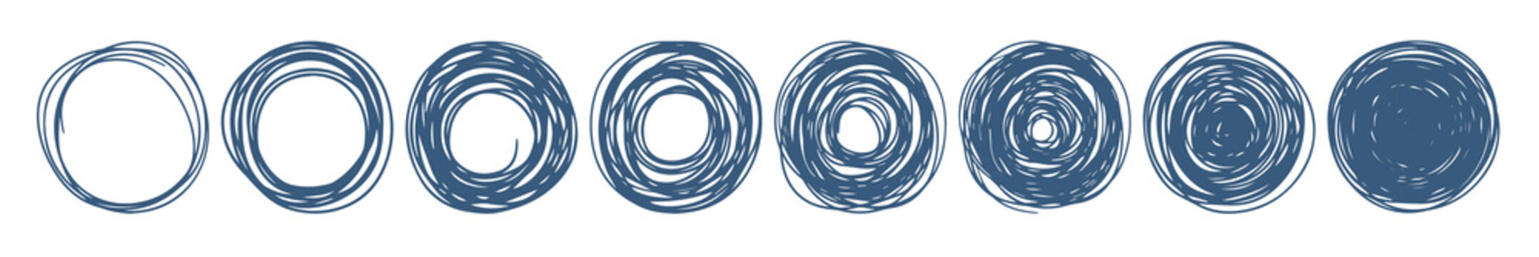 Circular scribble doodles with various line density