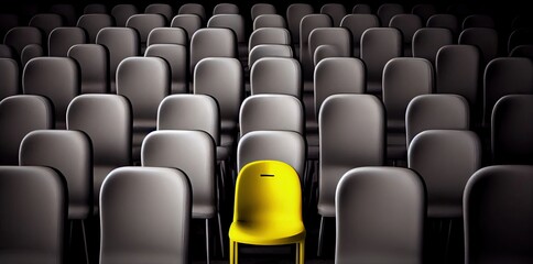 Yellow Chair Sticking Out Group Background Generative AI