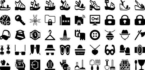 Access Icon Set Isolated Silhouette Solid Icons With Vector, Illustration, Sign, Access, Icon, Symbol, Internet Infographic Simple Vector Illustration