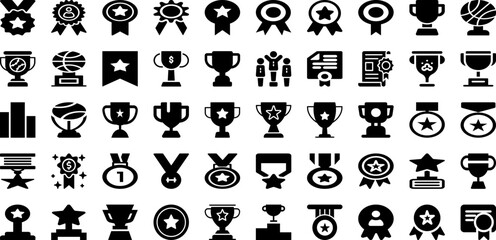 Achievement Icon Set Isolated Silhouette Solid Icons With Vector, Business, Symbol, Success, Icon, Achievement, Sign Infographic Simple Vector Illustration