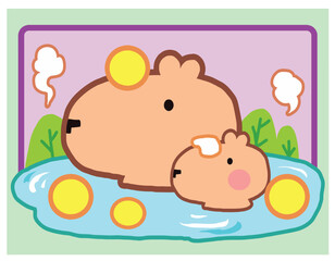 Capybara vacation on  hotspring.