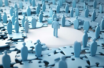 Obraz premium Stick Figures Working Together To Put Puzzle Pieces Together 005 Generative AI