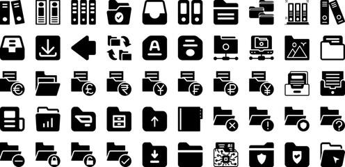 Archive Icon Set Isolated Silhouette Solid Icons With Icon, Vector, Sign, File, Document, Archive, Business Infographic Simple Vector Illustration