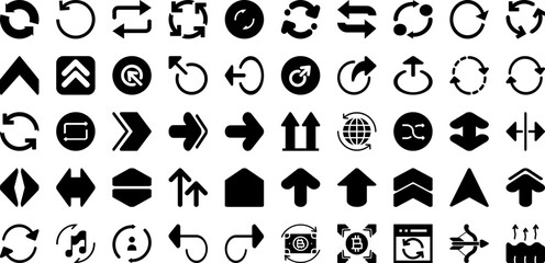 Arrows Icon Set Isolated Silhouette Solid Icons With Icon, Right, Symbol, Vector, Arrow, Set, Sign Infographic Simple Vector Illustration