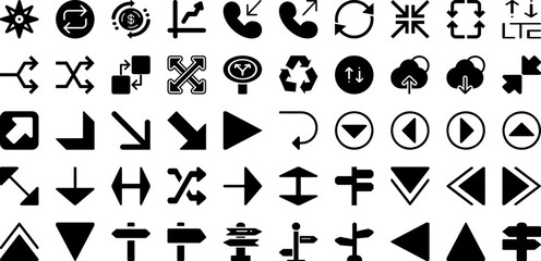 Arrows Icon Set Isolated Silhouette Solid Icons With Right, Set, Symbol, Vector, Arrow, Icon, Sign Infographic Simple Vector Illustration