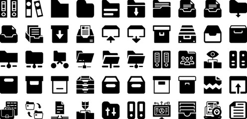 Archive Icon Set Isolated Silhouette Solid Icons With Archive, Icon, Vector, Business, Sign, Document, File Infographic Simple Vector Illustration