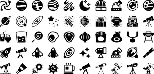 Astronomy Icon Set Isolated Silhouette Solid Icons With Illustration, Icon, Symbol, Set, Astronomy, Vector, Space Infographic Simple Vector Illustration © Arju