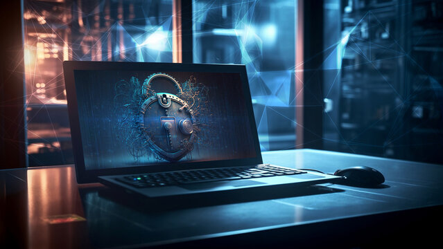 Laptop with abstract background