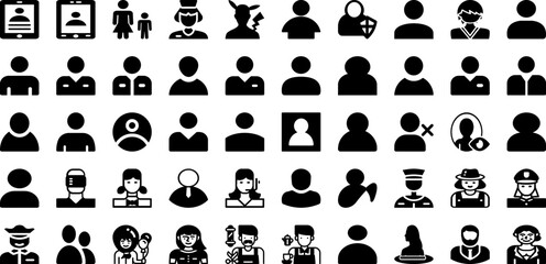 Avatar Icon Set Isolated Silhouette Solid Icons With Icon, Vector, Business, Avatar, Illustration, People, Person Infographic Simple Vector Illustration