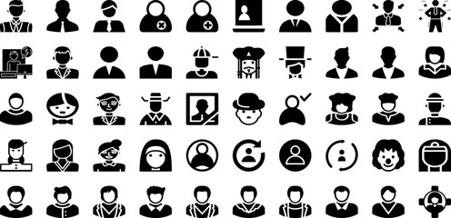 Avatar Icon Set Isolated Silhouette Solid Icons With Icon, Vector, People, Person, Avatar, Illustration, Business Infographic Simple Vector Illustration