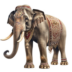 indian elephant female isolated on white - obrazy, fototapety, plakaty