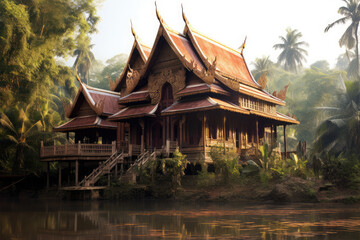 thai house in thailand - obrazy, fototapety, plakaty