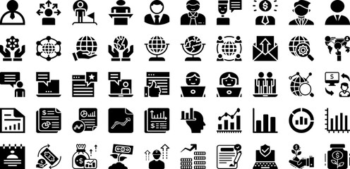 Business Icon Set Isolated Silhouette Solid Icons With Business, Web, Line, Symbol, Vector, Set, Icon Infographic Simple Vector Illustration