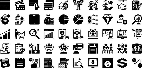 Business Icon Set Isolated Silhouette Solid Icons With Web, Icon, Line, Vector, Symbol, Business, Set Infographic Simple Vector Illustration