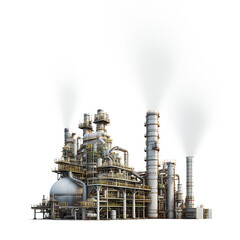 Industrial factories have polluted smokestacks environmental protection concept On a transparent background .AI generator