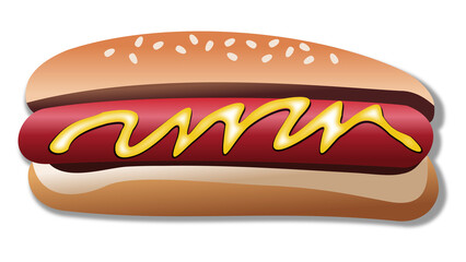 hot dog with mustard illustration