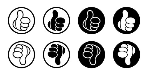 Thumb up and Thumb down collection. Like and dislike vector icon. Vector illustration