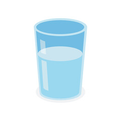 Glass of water, Drinking water,  blue transparent glass filled with water icon isolated vector illustration on white background