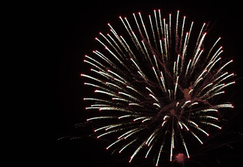 Fireworks close up photo. Fireworks light up the sky with dazzling display of various colors.