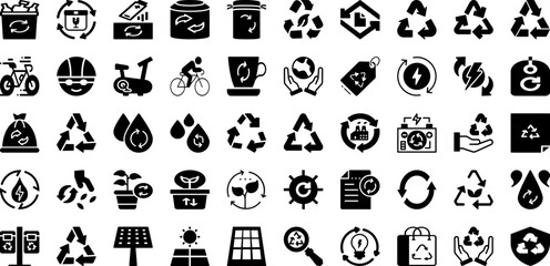 Cycling Icon Set Isolated Silhouette Solid Icons With Vector, Icon, Sign, Symbol, Design, Illustration, Cycle Infographic Simple Vector Illustration