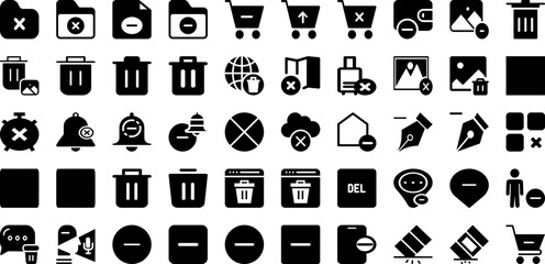 Delete Icon Set Isolated Silhouette Solid Icons With Design, Delete, Vector, Sign, Icon, Web, Symbol Infographic Simple Vector Illustration