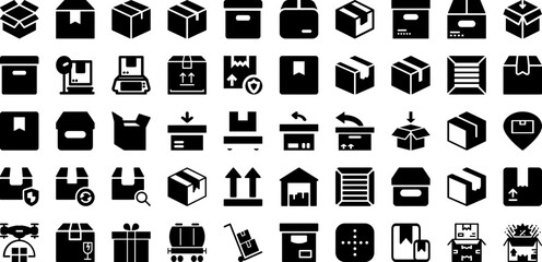 Delivery Icon Set Isolated Silhouette Solid Icons With Courier, Transportation, Express, Service, Delivery, Fast, Icon Infographic Simple Vector Illustration