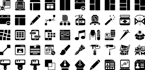 Design Icon Set Isolated Silhouette Solid Icons With Graphic, Vector, Web, Symbol, Technology, Icon, Design Infographic Simple Vector Illustration
