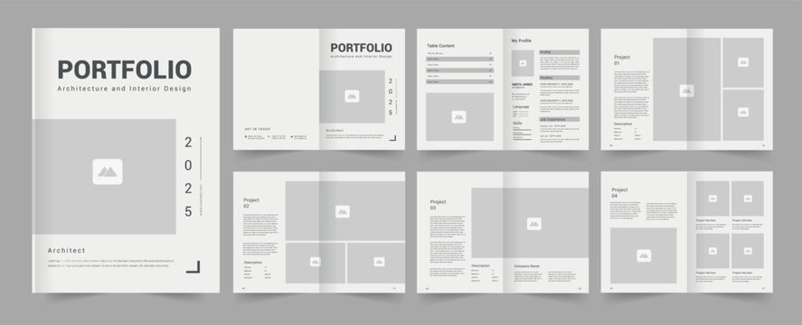 Architecture portfolio, a4 standard size print ready  portfolio template and interior portfolio design