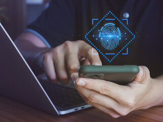 Scan your fingerprint for biometric authentication. to access transactions within the smartphone, focus on the finger