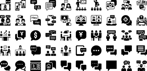 Discussion Icon Set Isolated Silhouette Solid Icons With Icon, Line, Business, Communication, Symbol, Vector, Discussion Infographic Simple Vector Illustration