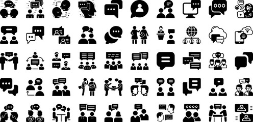 Discussion Icon Set Isolated Silhouette Solid Icons With Icon, Discussion, Line, Symbol, Vector, Communication, Business Infographic Simple Vector Illustration