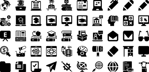 Earning Icon Set Isolated Silhouette Solid Icons With Coin, Bank, Money, Icon, Vector, Cash, Finance Infographic Simple Vector Illustration