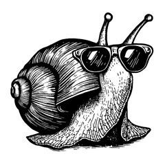 snail wearing sunglasses sketch, cool snail vector illustration © Satoru Sketches