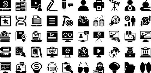 Earning Icon Set Isolated Silhouette Solid Icons With Money, Vector, Icon, Finance, Cash, Bank, Coin Infographic Simple Vector Illustration