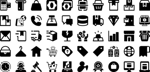 Ecommerce Icon Set Isolated Silhouette Solid Icons With Business, Symbol, Vector, E-Commerce, Web, Ecommerce, Icon Infographic Simple Vector Illustration