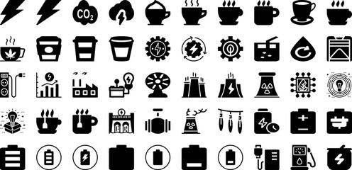 Energy Icon Set Isolated Silhouette Solid Icons With Icon, Energy, Power, Renewable, Ecology, Eco, Line Infographic Simple Vector Illustration