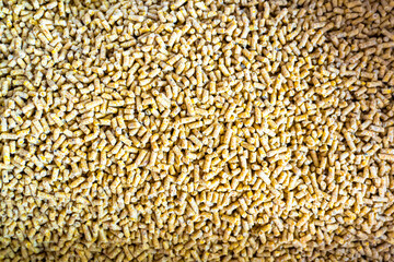 Chicken Feed Pellets, close up of granulated animal food texture