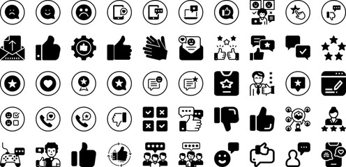 Feedback Icon Set Isolated Silhouette Solid Icons With Vector, Feedback, Business, Symbol, Icon, Online, Rating Infographic Simple Vector Illustration