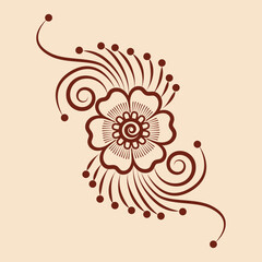 Vector illustration of traditional indian henna mehndi floral ornament design	
