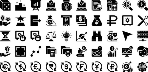 Financial Icon Set Isolated Silhouette Solid Icons With Vector, Icon, Business, Banking, Set, Finance, Money Infographic Simple Vector Illustration