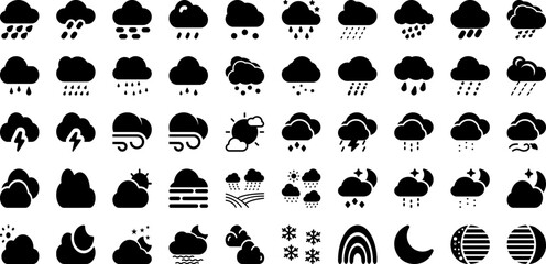 Forecast Icon Set Isolated Silhouette Solid Icons With Illustration, Sign, Symbol, Forecast, Vector, Set, Icon Infographic Simple Vector Illustration