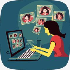 illustration of a beautiful girl relaxing while doing something with her laptop
graphic designer