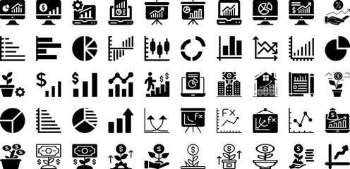Growth Icon Set Isolated Silhouette Solid Icons With Vector, Business, Growth, Outline, Symbol, Icon, Line Infographic Simple Vector Illustration