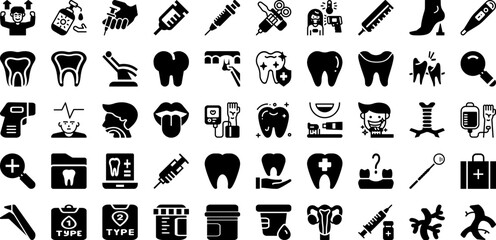 Health Icon Set Isolated Silhouette Solid Icons With Vector, Icon, Health, Line, Symbol, Medical, Outline Infographic Simple Vector Illustration