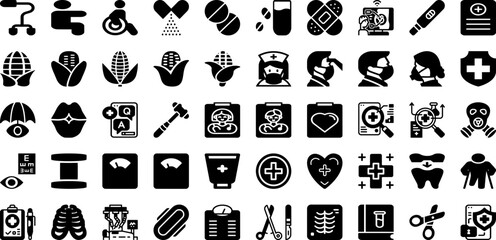 Health Icon Set Isolated Silhouette Solid Icons With Outline, Icon, Line, Symbol, Vector, Health, Medical Infographic Simple Vector Illustration