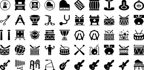 Instrument Icon Set Isolated Silhouette Solid Icons With Icon, Symbol, Outline, Set, Line, Instrument, Vector Infographic Simple Vector Illustration